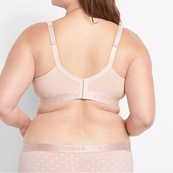 CACIQUE‎ Cotton Boost Plunge Bra With Lace Parisian Pink Bra 44DD NWT - Picture 2 of 8